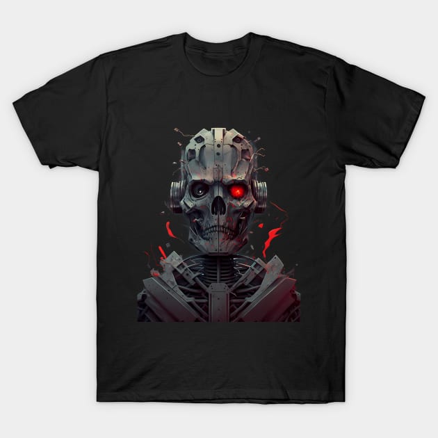 Comic-Style: AI Cyborg Robot Skull and the Apocalypse T-Shirt by MLArtifex